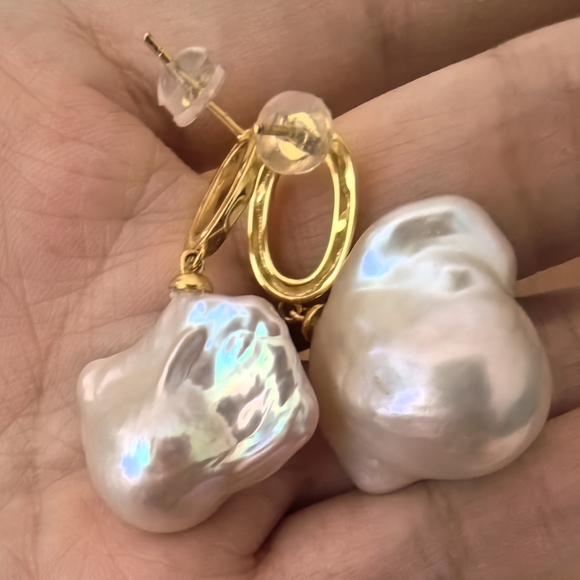 Baroque pearl ear rings - Picture 4 of 6